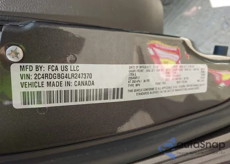 2020 Dodge Grand Caravan Se Plus z USA, uszkodzony, nr VIN 2C4RDGBG4LR247370